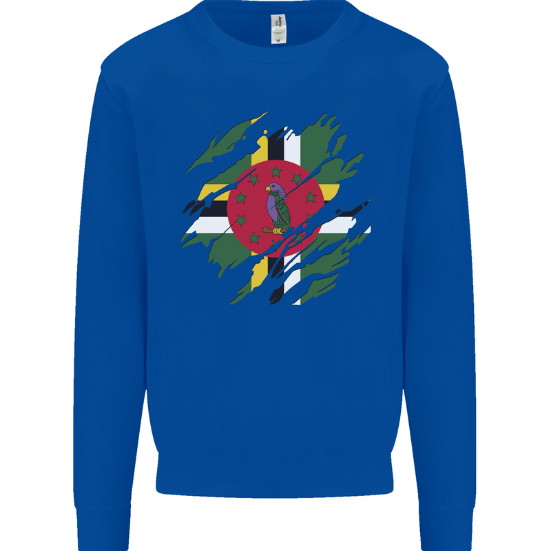 Torn Dominica Flag Dominican Day Football Mens Sweatshirt Jumper Royal Blue