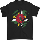 Torn Dominica Flag Dominican Day Football Mens T-Shirt 100% Cotton Black