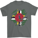 Torn Dominica Flag Dominican Day Football Mens T-Shirt 100% Cotton Charcoal