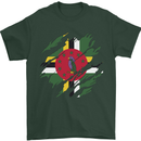 Torn Dominica Flag Dominican Day Football Mens T-Shirt 100% Cotton Forest Green