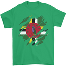 Torn Dominica Flag Dominican Day Football Mens T-Shirt 100% Cotton Irish Green