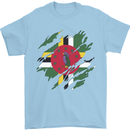 Torn Dominica Flag Dominican Day Football Mens T-Shirt 100% Cotton Light Blue