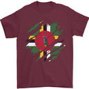 Torn Dominica Flag Dominican Day Football Mens T-Shirt 100% Cotton Maroon