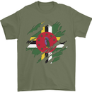 Torn Dominica Flag Dominican Day Football Mens T-Shirt 100% Cotton Military Green
