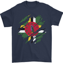 Torn Dominica Flag Dominican Day Football Mens T-Shirt 100% Cotton Navy Blue