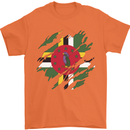 Torn Dominica Flag Dominican Day Football Mens T-Shirt 100% Cotton Orange