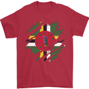 Torn Dominica Flag Dominican Day Football Mens T-Shirt 100% Cotton Red