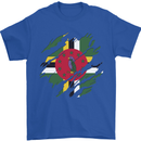 Torn Dominica Flag Dominican Day Football Mens T-Shirt 100% Cotton Royal Blue