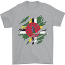 Torn Dominica Flag Dominican Day Football Mens T-Shirt 100% Cotton Sports Grey