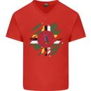 Torn Dominica Flag Dominican Day Football Mens V-Neck Cotton T-Shirt Red