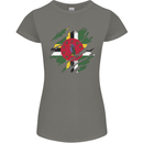 Torn Dominica Flag Dominican Day Football Womens Petite Cut T-Shirt Charcoal