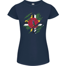 Torn Dominica Flag Dominican Day Football Womens Petite Cut T-Shirt Navy Blue