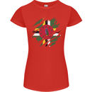 Torn Dominica Flag Dominican Day Football Womens Petite Cut T-Shirt Red