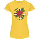 Torn Dominica Flag Dominican Day Football Womens Petite Cut T-Shirt Yellow