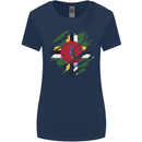 Torn Dominica Flag Dominican Day Football Womens Wider Cut T-Shirt Navy Blue