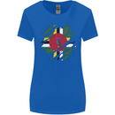 Torn Dominica Flag Dominican Day Football Womens Wider Cut T-Shirt Royal Blue