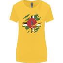 Torn Dominica Flag Dominican Day Football Womens Wider Cut T-Shirt Yellow