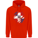 Torn Dominican Republic Flag Dominicanos Day Childrens Kids Hoodie Bright Red