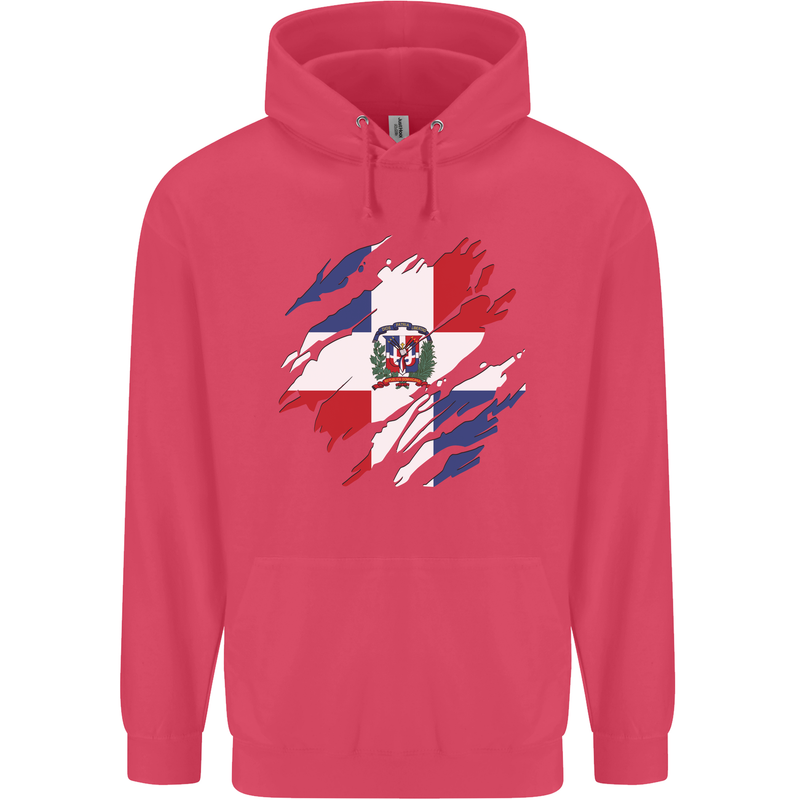 Torn Dominican Republic Flag Dominicanos Day Childrens Kids Hoodie Heliconia