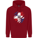 Torn Dominican Republic Flag Dominicanos Day Childrens Kids Hoodie Red
