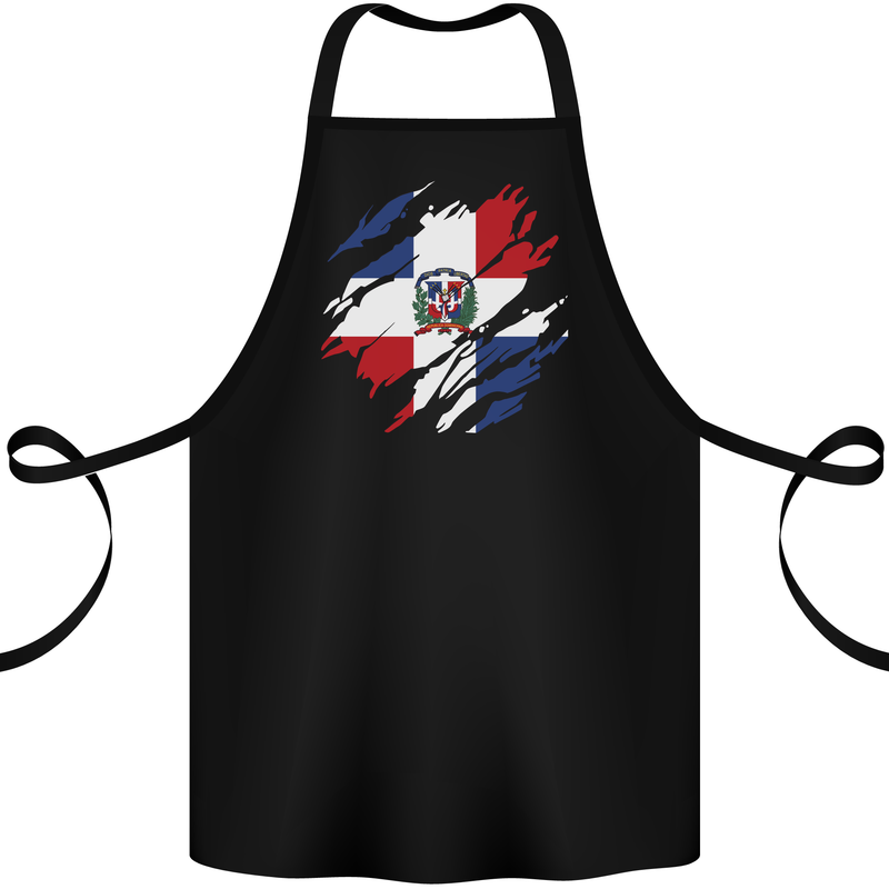 Torn Dominican Republic Flag Dominicanos Day Cotton Apron 100% Organic Black