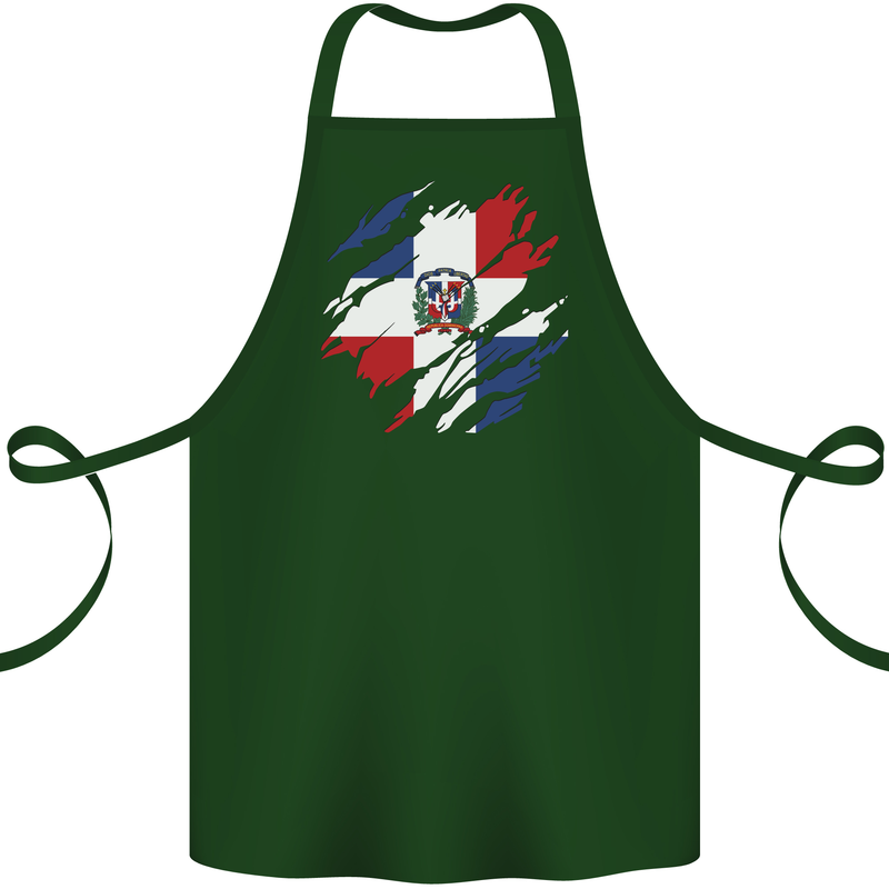 Torn Dominican Republic Flag Dominicanos Day Cotton Apron 100% Organic Forest Green