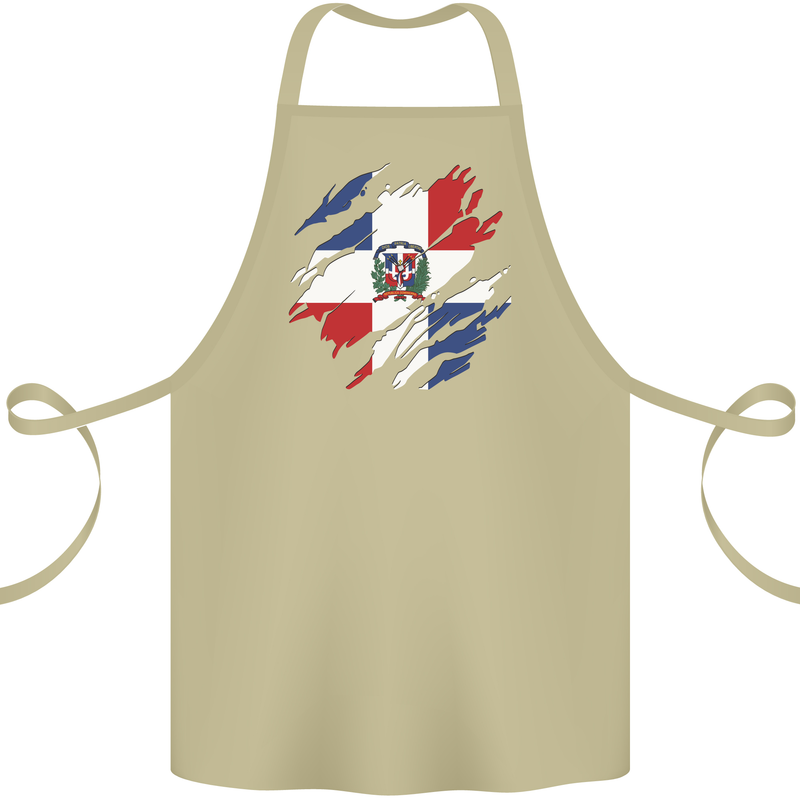 Torn Dominican Republic Flag Dominicanos Day Cotton Apron 100% Organic Khaki