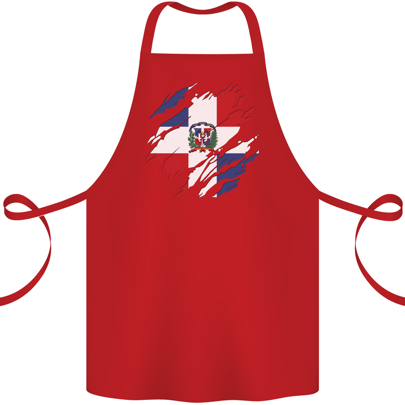Torn Dominican Republic Flag Dominicanos Day Cotton Apron 100% Organic Red