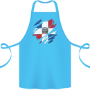 Torn Dominican Republic Flag Dominicanos Day Cotton Apron 100% Organic Turquoise