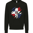 Torn Dominican Republic Flag Dominicanos Day Kids Sweatshirt Jumper Black