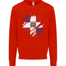Torn Dominican Republic Flag Dominicanos Day Kids Sweatshirt Jumper Bright Red