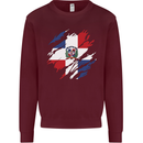 Torn Dominican Republic Flag Dominicanos Day Kids Sweatshirt Jumper Maroon