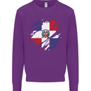 Torn Dominican Republic Flag Dominicanos Day Kids Sweatshirt Jumper Purple