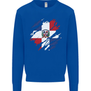 Torn Dominican Republic Flag Dominicanos Day Kids Sweatshirt Jumper Royal Blue