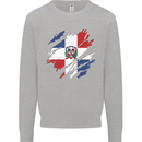 Torn Dominican Republic Flag Dominicanos Day Kids Sweatshirt Jumper Sports Grey