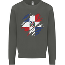 Torn Dominican Republic Flag Dominicanos Day Kids Sweatshirt Jumper Storm Grey