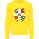 Torn Dominican Republic Flag Dominicanos Day Kids Sweatshirt Jumper Yellow