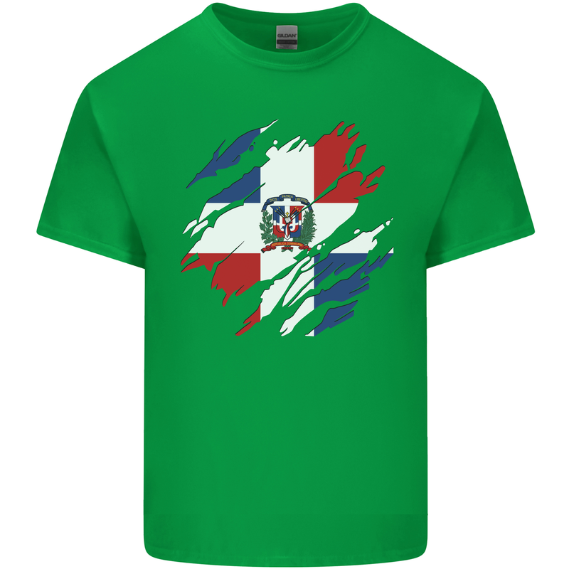 Torn Dominican Republic Flag Dominicanos Day Kids T-Shirt Childrens Irish Green