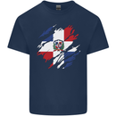 Torn Dominican Republic Flag Dominicanos Day Kids T-Shirt Childrens Navy Blue