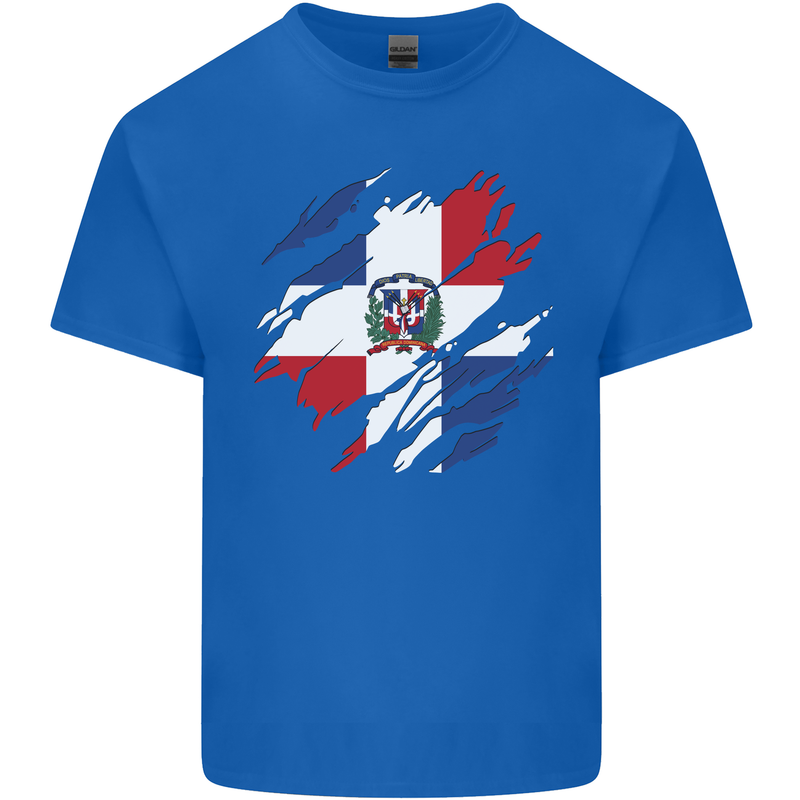Torn Dominican Republic Flag Dominicanos Day Kids T-Shirt Childrens Royal Blue