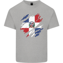 Torn Dominican Republic Flag Dominicanos Day Kids T-Shirt Childrens Sports Grey