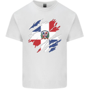 Torn Dominican Republic Flag Dominicanos Day Kids T-Shirt Childrens White