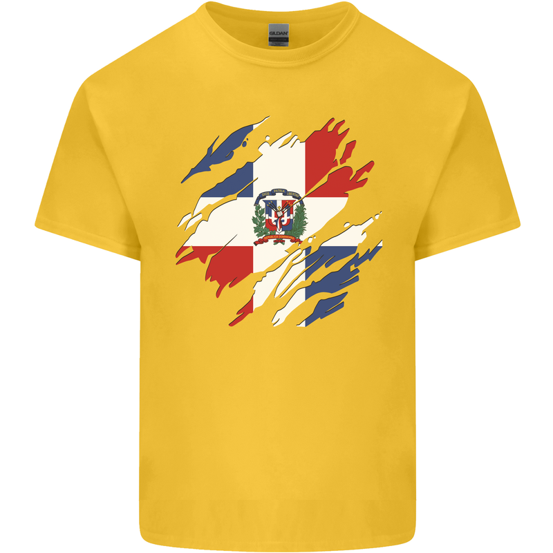 Torn Dominican Republic Flag Dominicanos Day Kids T-Shirt Childrens Yellow