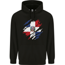 Torn Dominican Republic Flag Dominicanos Day Mens 80% Cotton Hoodie Black