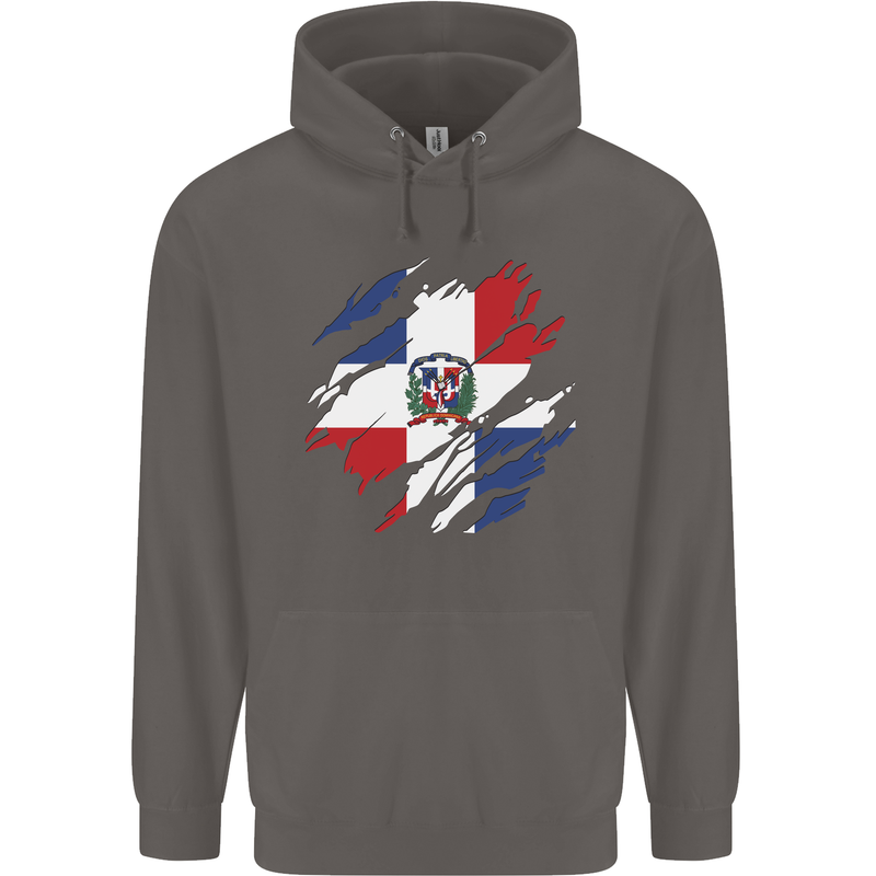Torn Dominican Republic Flag Dominicanos Day Mens 80% Cotton Hoodie Charcoal
