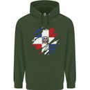 Torn Dominican Republic Flag Dominicanos Day Mens 80% Cotton Hoodie Forest Green