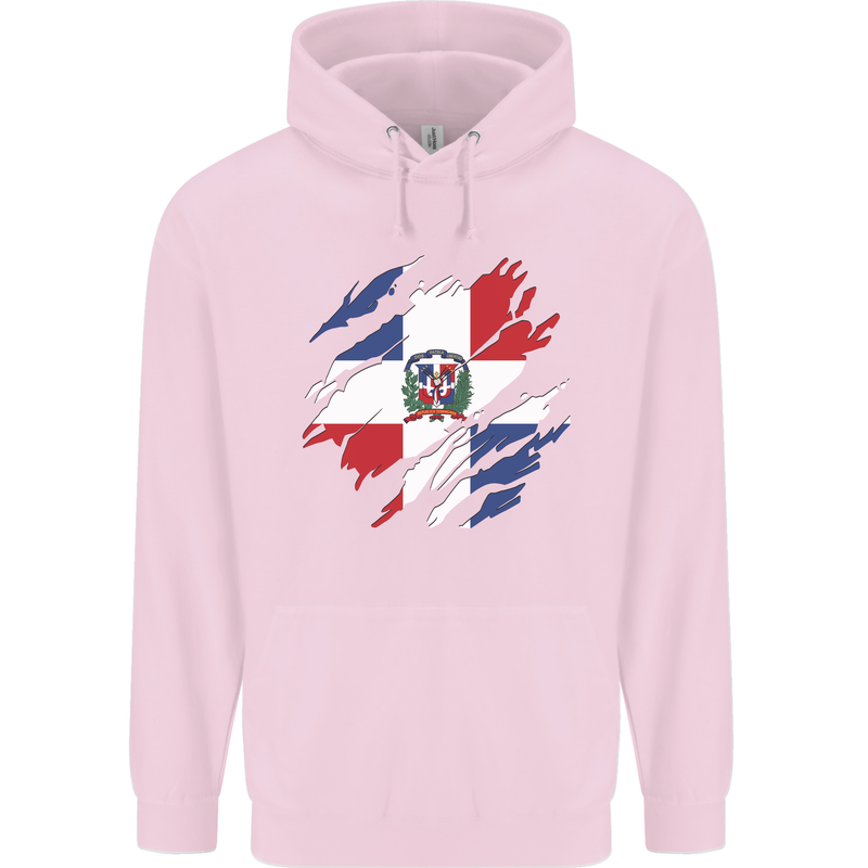 Torn Dominican Republic Flag Dominicanos Day Mens 80% Cotton Hoodie Light Pink