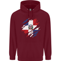 Torn Dominican Republic Flag Dominicanos Day Mens 80% Cotton Hoodie Maroon