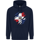 Torn Dominican Republic Flag Dominicanos Day Mens 80% Cotton Hoodie Navy Blue