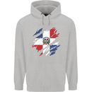 Torn Dominican Republic Flag Dominicanos Day Mens 80% Cotton Hoodie Sports Grey